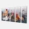 Designart - Group of Rooster in Gray Farm background - Farmhouse Animal Painting Print on Wrapped Canvas set